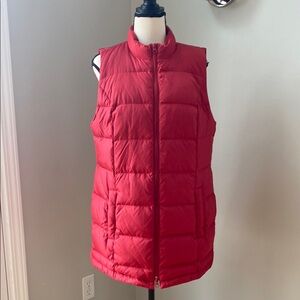 J. Jill down puffer vest tunic layering red zippered pockets size large medium